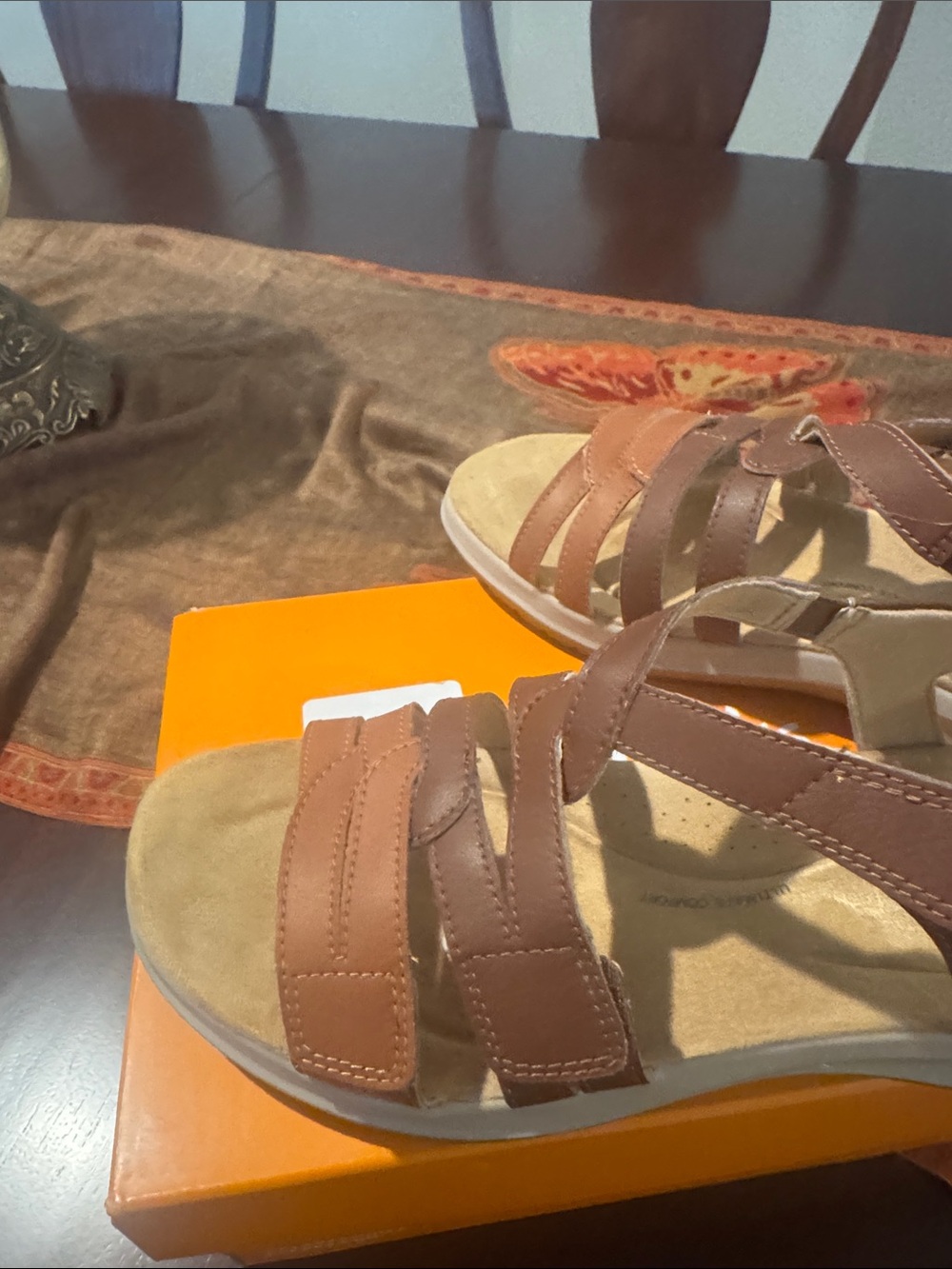 Clarks Brown Leather Multi-Strap Slingback Sandals - Picture 7 of 7